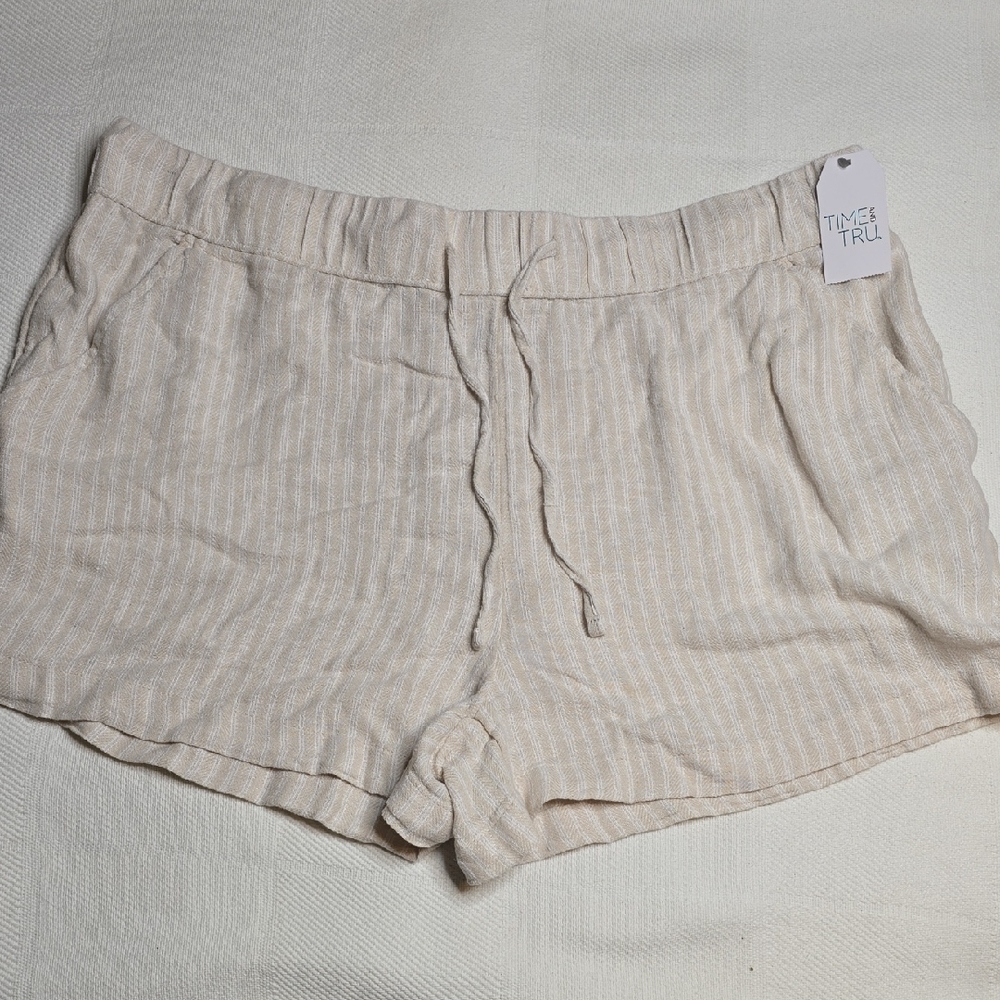 Tan Striped Women Shorts